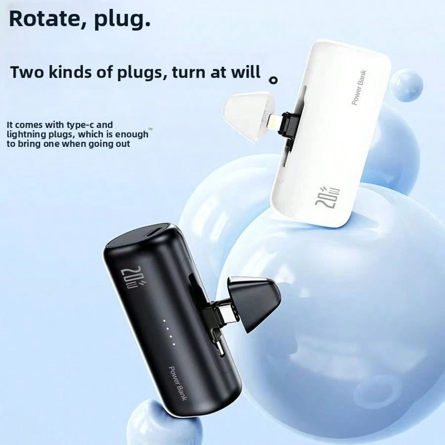 Portable Charger Compatible With IPhone With 2-In-1 Connector, 5000mAh Small Power Bank, Fast Charging Compatible With IPhone 16/15/14/13/12/11 Series, S25/24, Android, Suitable For Summer Holiday Out