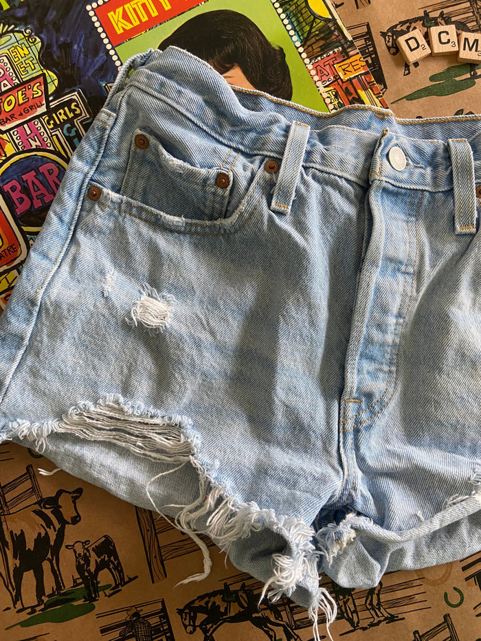 Pre-Loved Levi's Distressed Denim Jean Shorts *Size 28 - Deer Creek Mercantile