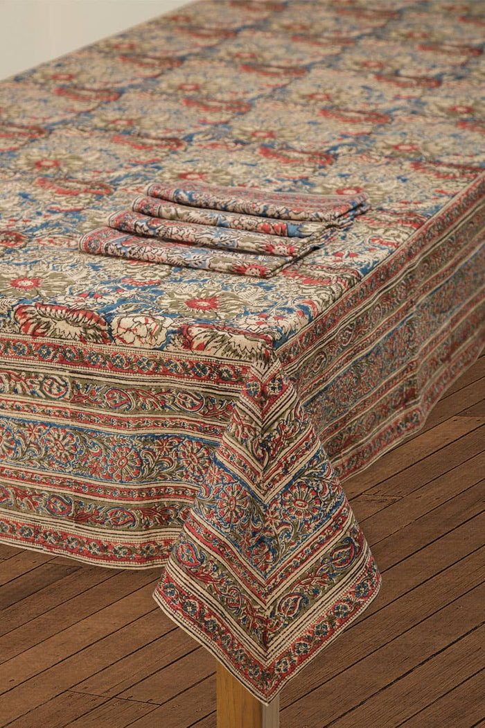 Rose & Navy Kalamkari Tablecloth