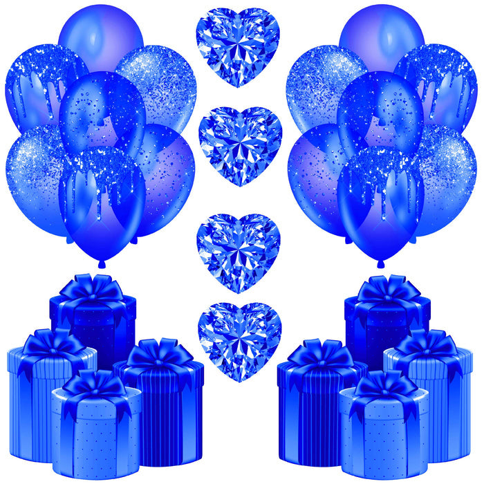 Royal Blue Balloons and Presents Half Sheet