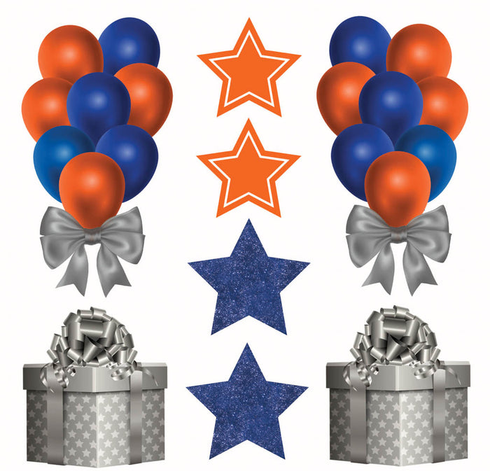 Royal Blue, Orange, Silver Balloons Half Sheet (Must Purchase 2 Half sheets - You Can Mix & Match)3