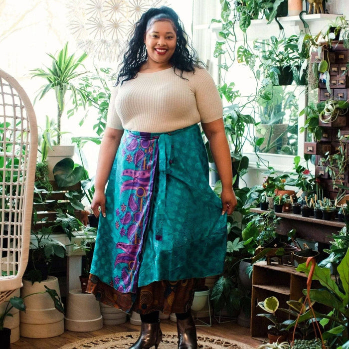 Sari Wrap Skirt: Cool Tones / Tea / 02-12