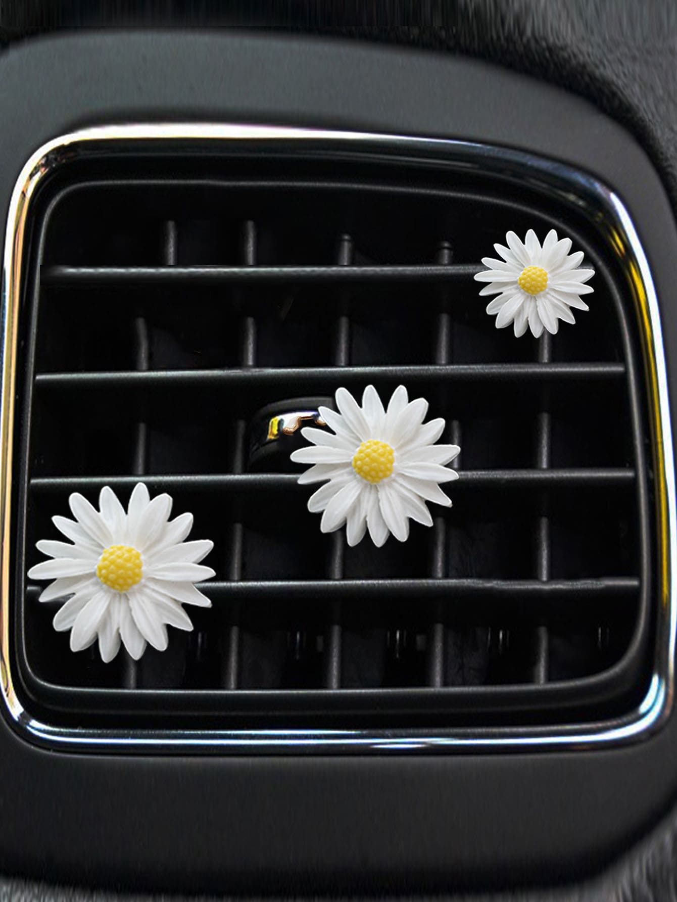 Set Of 3pcs/6pcs White Daisy Flower Car Fragrance Air Vent Clip, Car Interior Decor Accessory