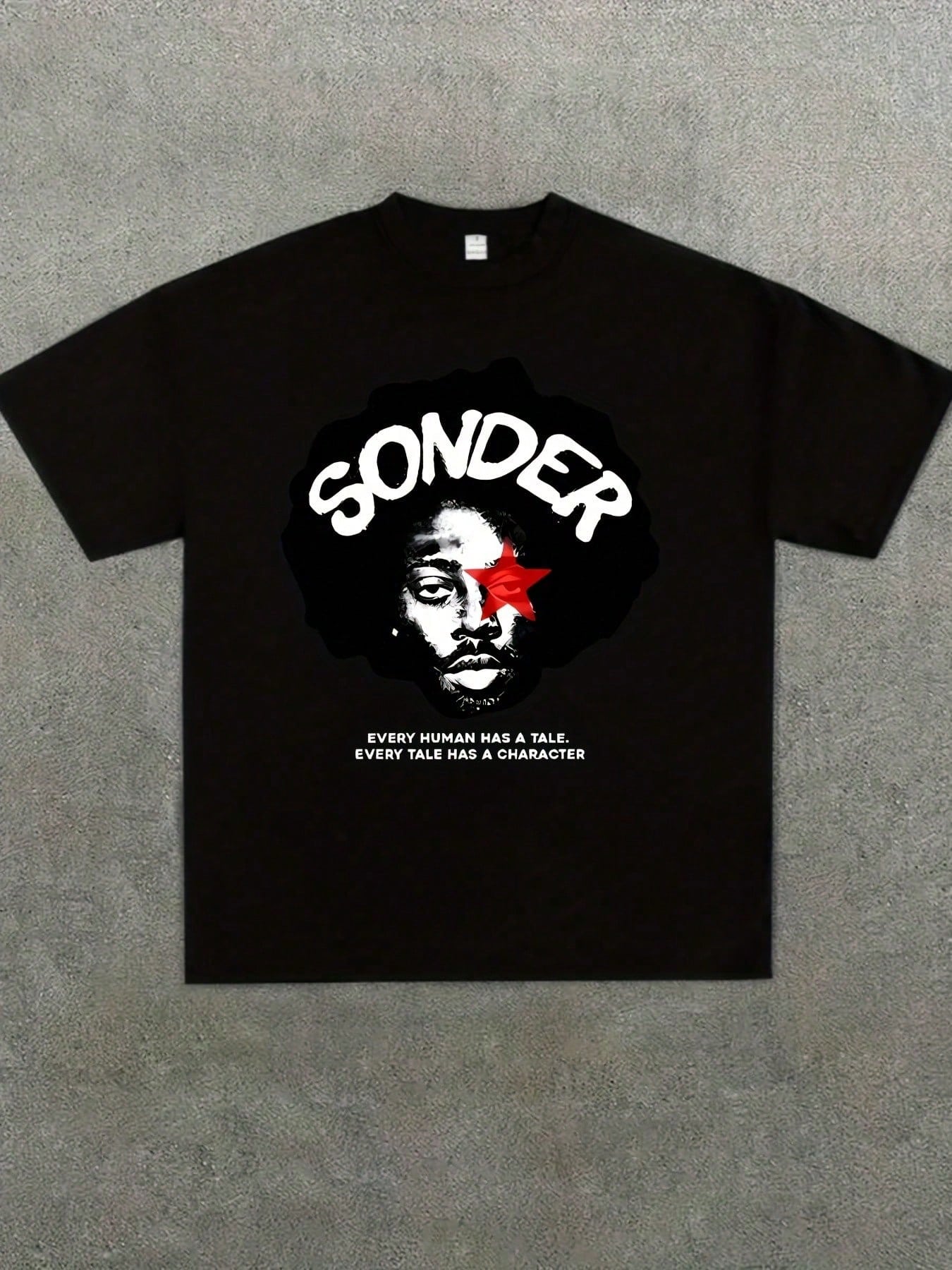 SONDER Graphic Print-Shirt- Unisex Summer Short Sleeve Tee With Bold Every Man Has A Character Design, Casual Women's Top, Washable, White, Streetwea