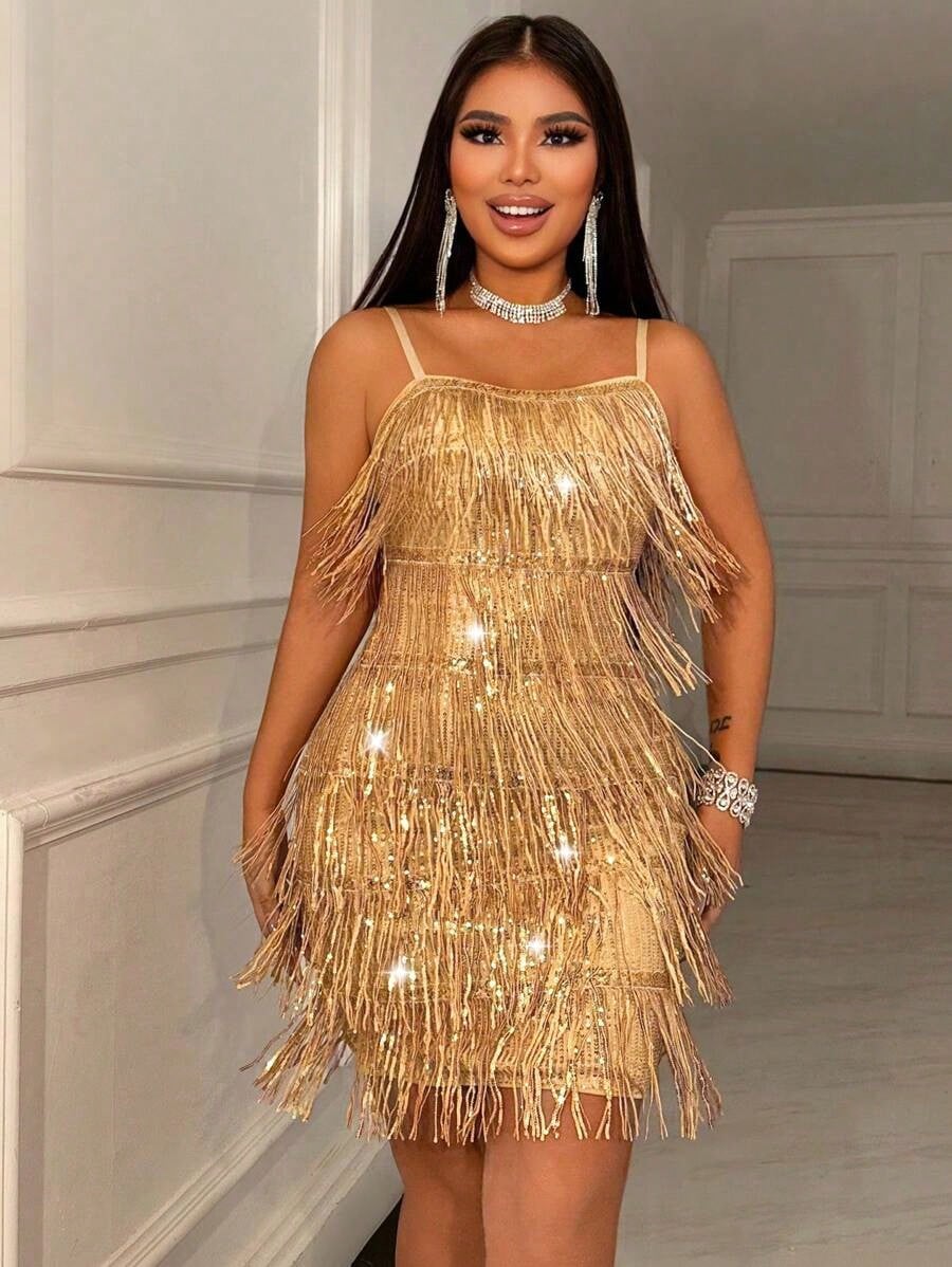 Summer Dresses For Womenvestidos Elegantes De MujerAllurite Women's Elegant Gorgeous Tassel Sequins Backless Zipper Slim Cami Short Night Party Dres