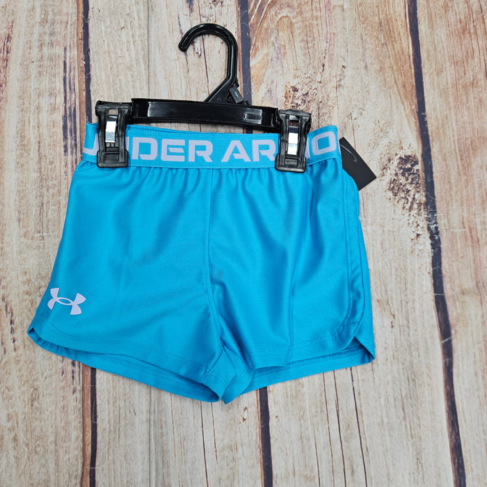 UA GIRLS BLUE SURF PLAY UP SHORTS
