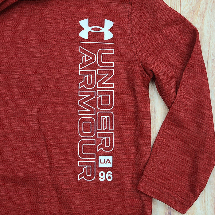 UNDER ARMOUR BOYS WORDMARK TWIST MESH HOODIE RED 621