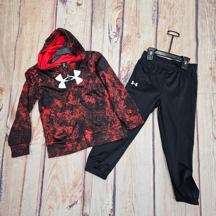 UNDER ARMOUR PRINTED FZ 2PCS HOODED SET RED/BLACK ZIP UP 621