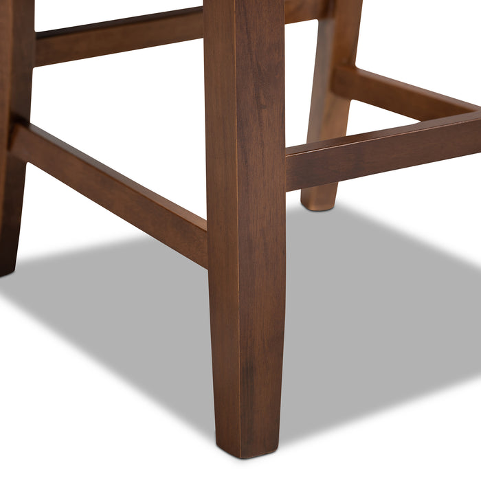 Urban Designs Creston 2-Piece Upholstered Wooden Counter Chair Set - Walnut Brown
