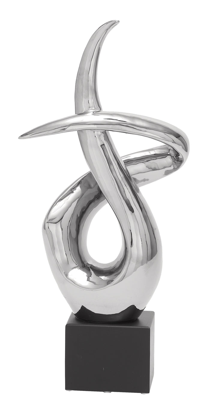 Urban Designs Modern 22" Silver Abstract Swirl Table Sculpture Decor