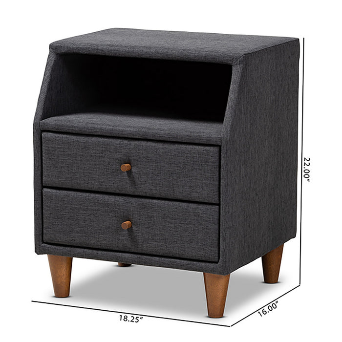 Urban Designs Soft Fabric Upholstered Open Shelf Nightstand - Black