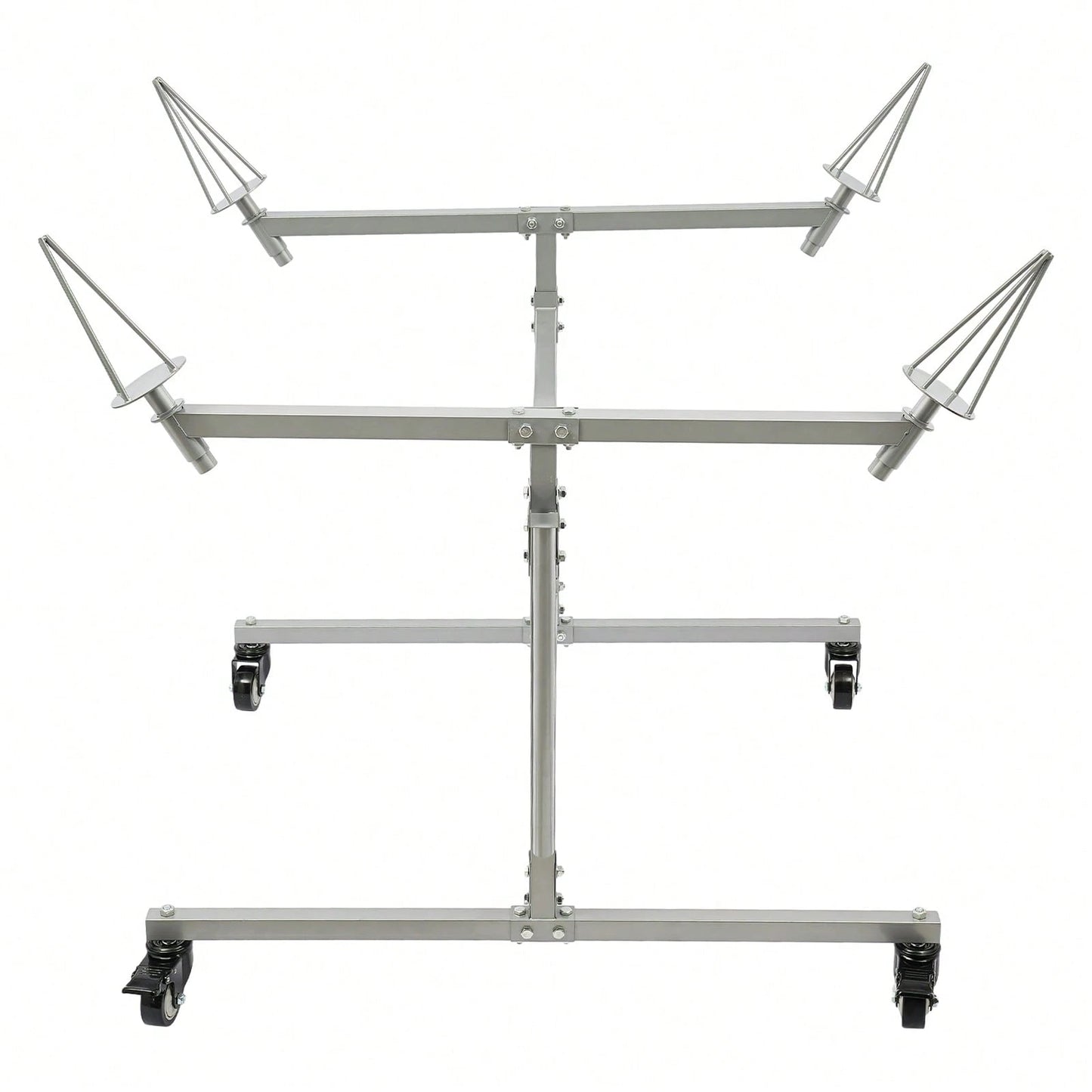 Wheel Paint Stand Rack, Heavy Duty Wheel Rim Painting Stand, Mobile Grey Carbon Steel Wheel Paint Stand With Lockable Casters, 300LBS Load Convertible Auto Body Panel Spray Support Stand For Auto Repa