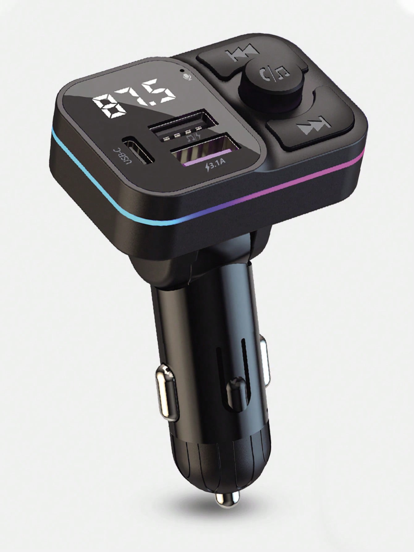 Wireless MP3 Player & 3.1A Multi-USB Car Charger With Colorful Lights, Wireless V5.3 Bluetooth Car Audio Player