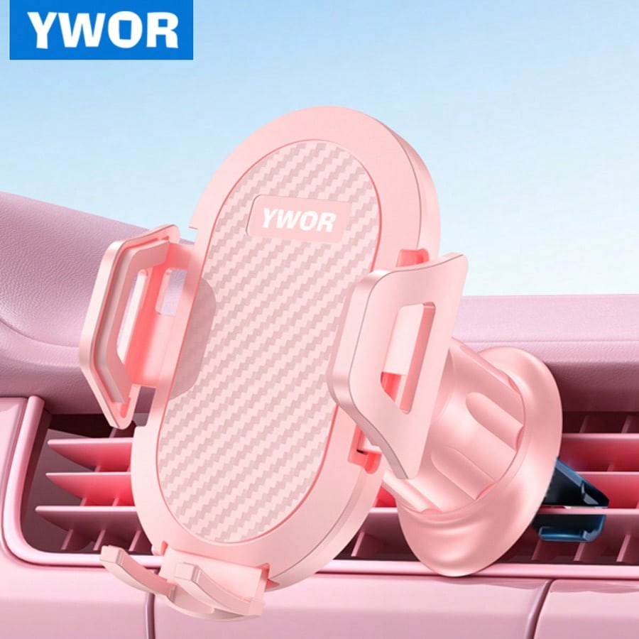 YWOR Pink Car Phone Holder, Air Vent Mount Phone Holder, 360° Rotation Horizontal/Vertical Switchable Navigation, Suitable For 4.7-7 Inch Phone Devices, Compatible With Trucks, Cars, Pickups, Etc., Pe