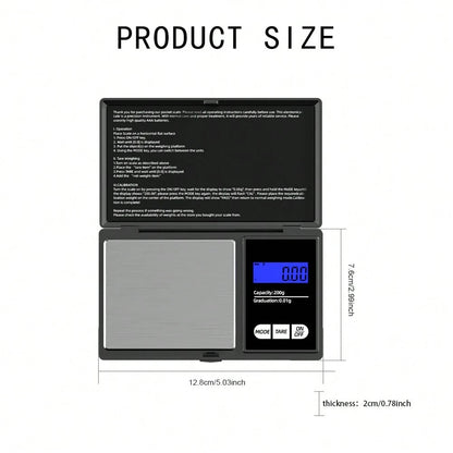 0.01g Precision Electronic Scale, Suitable For Gold And Jewelry; 200g And 500g Capacity Mini Electronic Pocket Scale; Lightweight Scale, Accurate And Convenient Weighing; Powered By 2 AAA Batteries (B