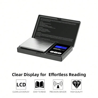 0.01g Precision Electronic Scale, Suitable For Gold And Jewelry; 200g And 500g Capacity Mini Electronic Pocket Scale; Lightweight Scale, Accurate And Convenient Weighing; Powered By 2 AAA Batteries (B