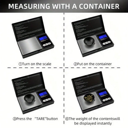 0.01g Precision Electronic Scale, Suitable For Gold And Jewelry; 200g And 500g Capacity Mini Electronic Pocket Scale; Lightweight Scale, Accurate And Convenient Weighing; Powered By 2 AAA Batteries (B
