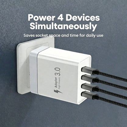 1/2/3pcs 55W 4-Port Power Adapter With 2 USB-A And 2 USB-C Ports, Compatible With IPhone 17/16/15/14/13/12 And Galaxy S26/S25/S24/S23 Series Phones, Suitable For Home, Office And Travel Daily Power Su