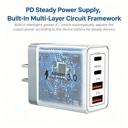 1/2/3pcs 55W 4-Port Power Adapter With 2 USB-A And 2 USB-C Ports, Compatible With IPhone 17/16/15/14/13/12 And Galaxy S26/S25/S24/S23 Series Phones, Suitable For Home, Office And Travel Daily Power Su