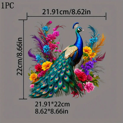 1/2/3PCS Peacock Pattern In Flower Cluster, Suitable For A-Grade Washable Iron-On Transfer Stickers, Applicable To T-Shirts, Masks, Vests, Jackets, Hoodies, Pillows, Jeans, Backpacks, Etc.