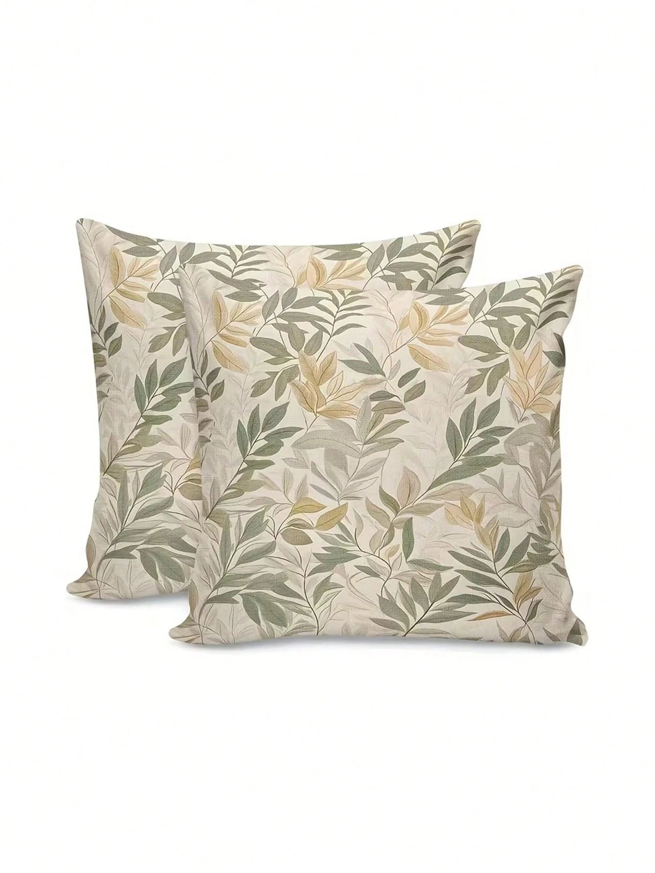 1/2/4pcs Decorative Pillow Covers, Featuring Sunny Green Leaves And Plant Branches Patterns, Adding Cozy Decor To Sofa, Bedroom Or Living Room. These Washable Pillow Covers Are Perfect For Home Decora