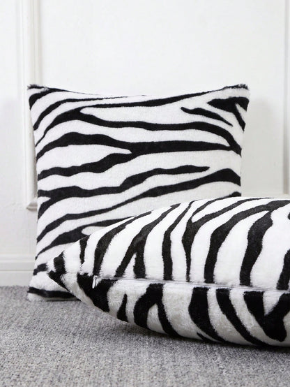 1/2/4pcs Leopard Print Plush Pillow Covers (18*18 Inches/Without Filler), Fashion Printed Square Cushion Covers, Soft Fluffy Throw Pillow Cases For Bedroom, Living Room, Sofa, Chair, Soft & Comfortabl