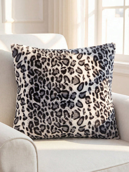 1/2/4pcs Leopard Print Plush Pillow Covers (18*18 Inches/Without Filler), Fashion Printed Square Cushion Covers, Soft Fluffy Throw Pillow Cases For Bedroom, Living Room, Sofa, Chair, Soft & Comfortabl