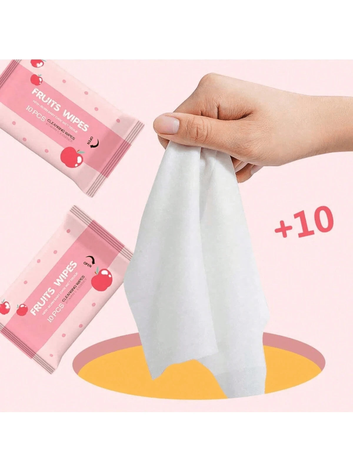 1/2/5 Packs (10 Sheets Per Pack) Disposable Portable Wet Wipes, Non-Woven Cleaning Wet Wipes For Daily Items, Convenient For Carrying Out