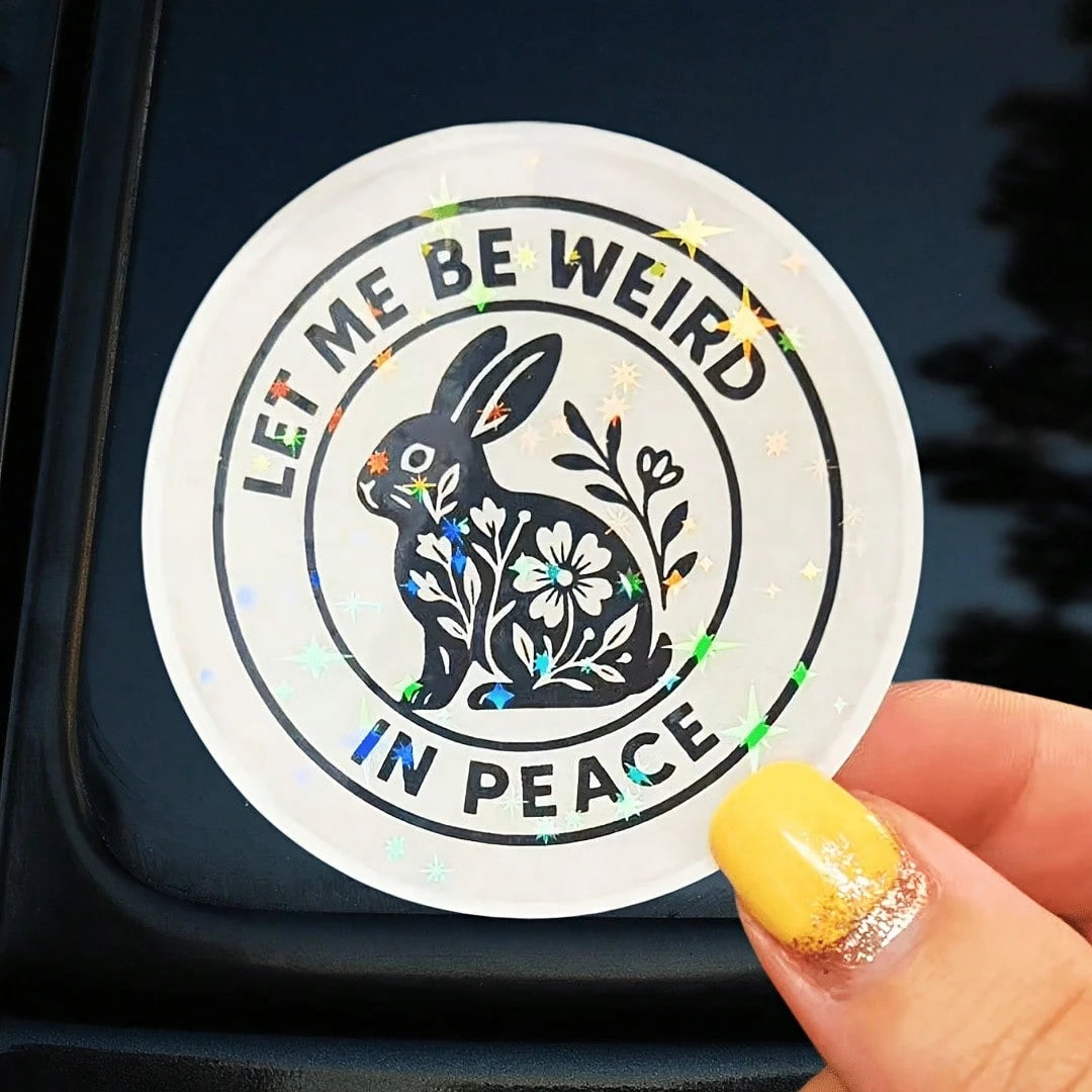 1/2/5 Pcs Vintage Rabbit Stamp "Let Me Be Weird In Peace," Gently Yet Firmly Establishing Boundaries. Vinyl Sticker- Durable Smooth Surface, Self-Adhesive Bumper Sticker, Suitable For Cars, Windows