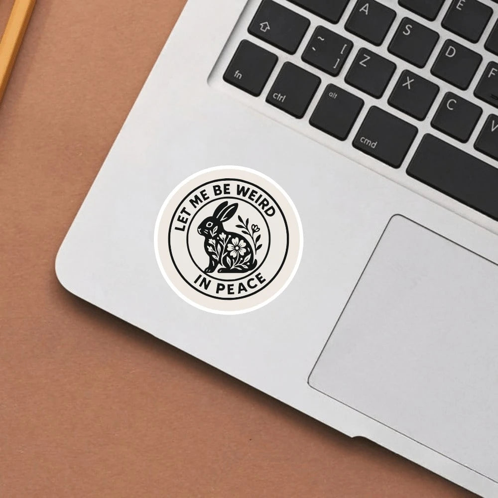 1/2/5 Pcs Vintage Rabbit Stamp "Let Me Be Weird In Peace," Gently Yet Firmly Establishing Boundaries. Vinyl Sticker- Durable Smooth Surface, Self-Adhesive Bumper Sticker, Suitable For Cars, Windows