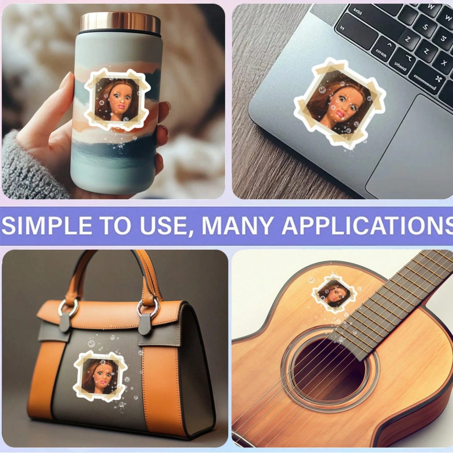1/2/5pcs Disgusting Doll Expression Stickers, Suitable For Laptops, Water Bottles, Phones, Bags, Cars, Guitars, Vintage Photo Frames, Water Bottles, Laptops, Phones, Skateboards, Suitcases And Car Win