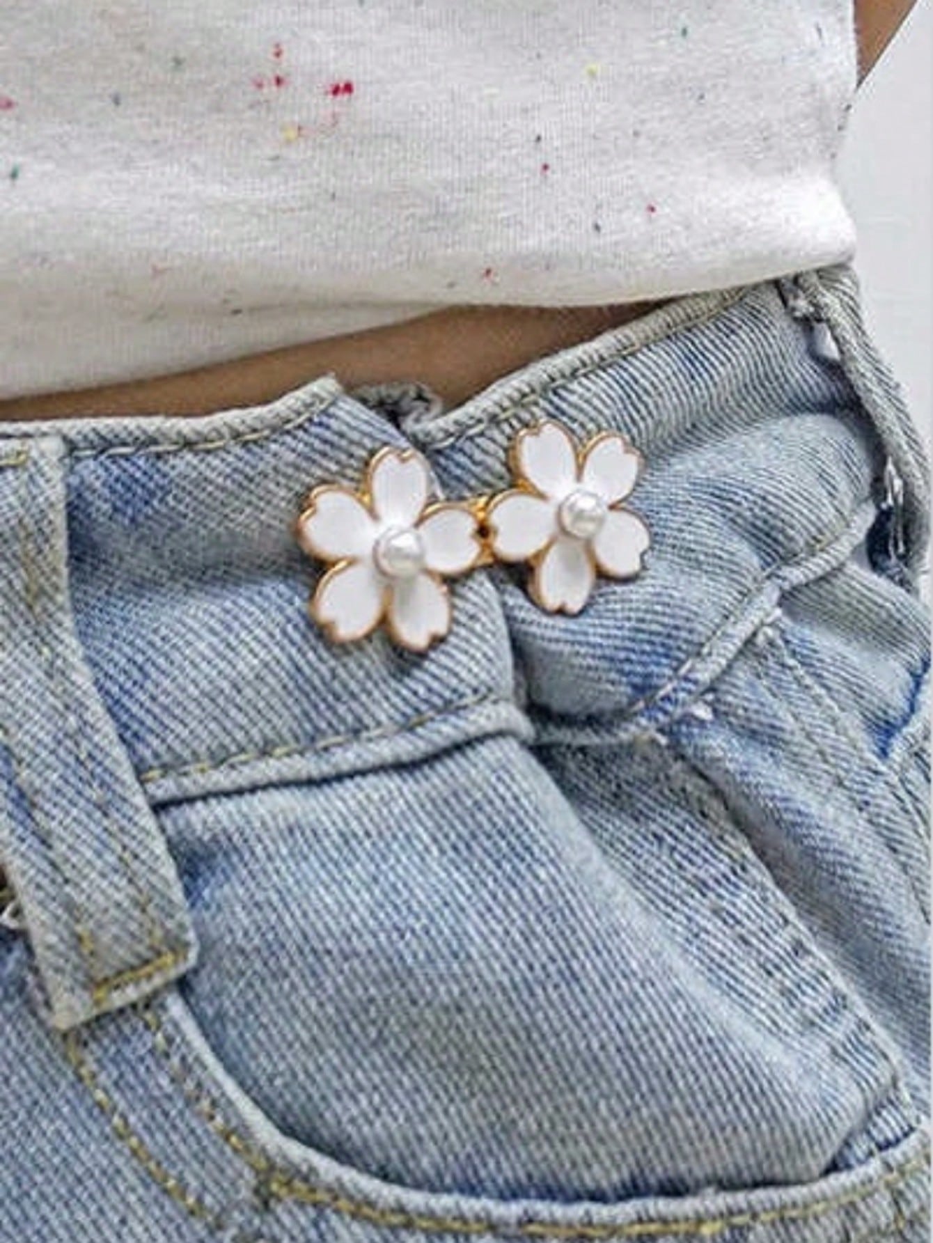 1/2 Pair Adjustable & Detachable Sakura Flower Waist Buttons, For Adjusting Waistline Of Jeans Or As Clothing Accessory, No Sewing Required