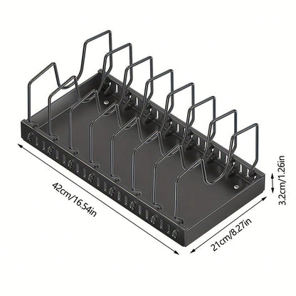 1/2pcs Cabinet Pull-Out Storage Box For Pots, Pans, Bowls, And Utensils. Sliding Lid Holder And Flat-Bottom Pan Holder For The Kitchen. Sliding Storage Box Within The Cabinet. Can Store Lid, Baking To
