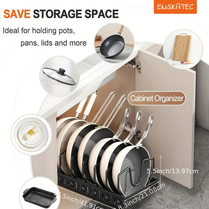 1/2pcs Cabinet Pull-Out Storage Box For Pots, Pans, Bowls, And Utensils. Sliding Lid Holder And Flat-Bottom Pan Holder For The Kitchen. Sliding Storage Box Within The Cabinet. Can Store Lid, Baking To