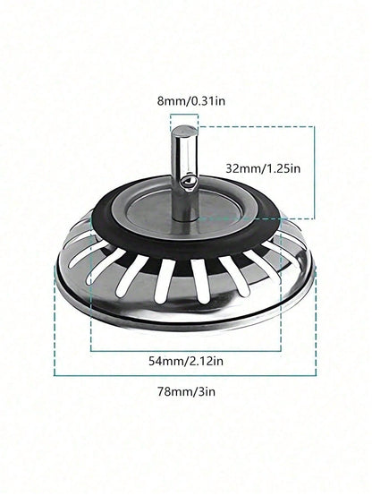 1/2pcs Kitchen Sink Strainer, Stainless Steel Sink Plug, Bathroom Hair Catcher, Sink Drain Filter, Kitchen Drain Tool (Random Color)