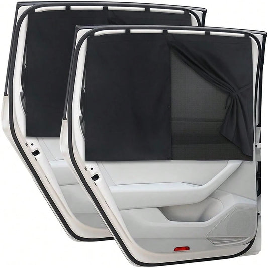 1/2pcs Magnetic Double-Layer Car Sun Shade, Suitable For Rear Side Windows, Provides Full Or Half Blackout Privacy Coverage, Magnetic Car Window Curtain