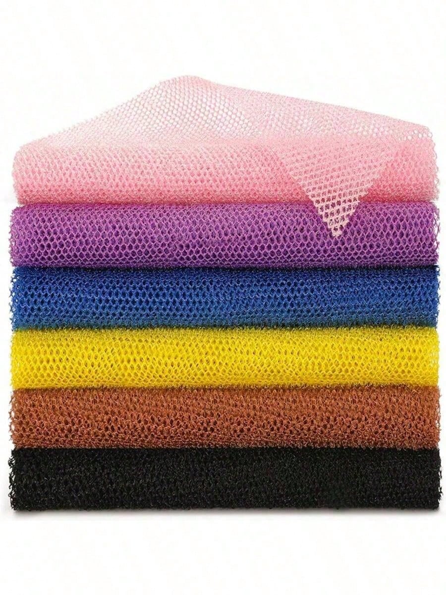1/2pcs Nylon Exfoliating Bath Mesh, Double-Sided Thick Elastic Bath Towel, Deep Cleaning Foaming Mesh Bath Cloth, Can Clean Back Dirt, Sauna Bath Daily Body Scrub Bathing Accessory Cleaning Tool