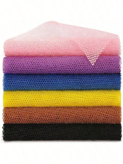1/2pcs Nylon Exfoliating Bath Mesh, Double-Sided Thick Elastic Bath Towel, Deep Cleaning Foaming Mesh Bath Cloth, Can Clean Back Dirt, Sauna Bath Daily Body Scrub Bathing Accessory Cleaning Tool