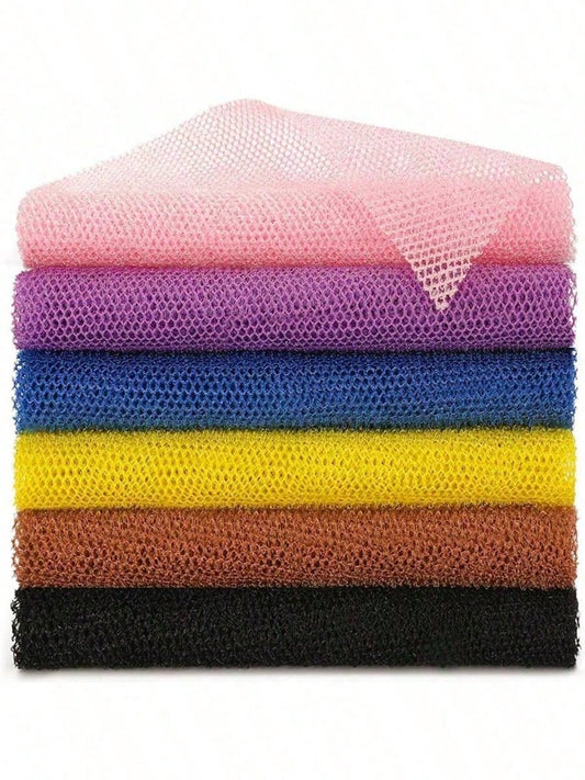 1/2pcs Nylon Exfoliating Bath Mesh, Double-Sided Thick Elastic Bath Towel, Deep Cleaning Foaming Mesh Bath Cloth, Can Clean Back Dirt, Sauna Bath Daily Body Scrub Bathing Accessory Cleaning Tool