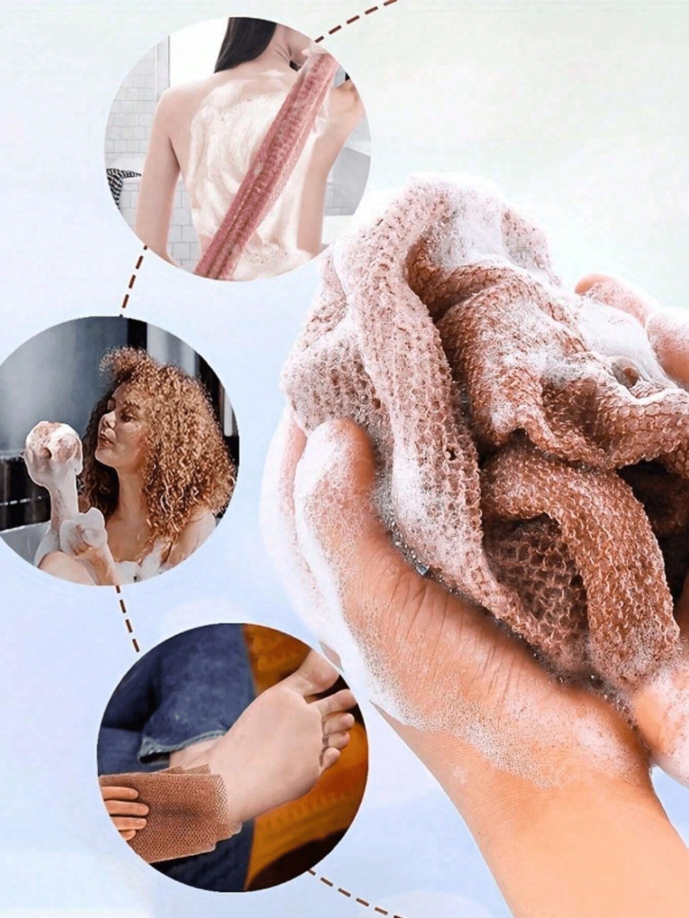 1/2pcs Nylon Exfoliating Bath Mesh, Double-Sided Thick Elastic Bath Towel, Deep Cleaning Foaming Mesh Bath Cloth, Can Clean Back Dirt, Sauna Bath Daily Body Scrub Bathing Accessory Cleaning Tool