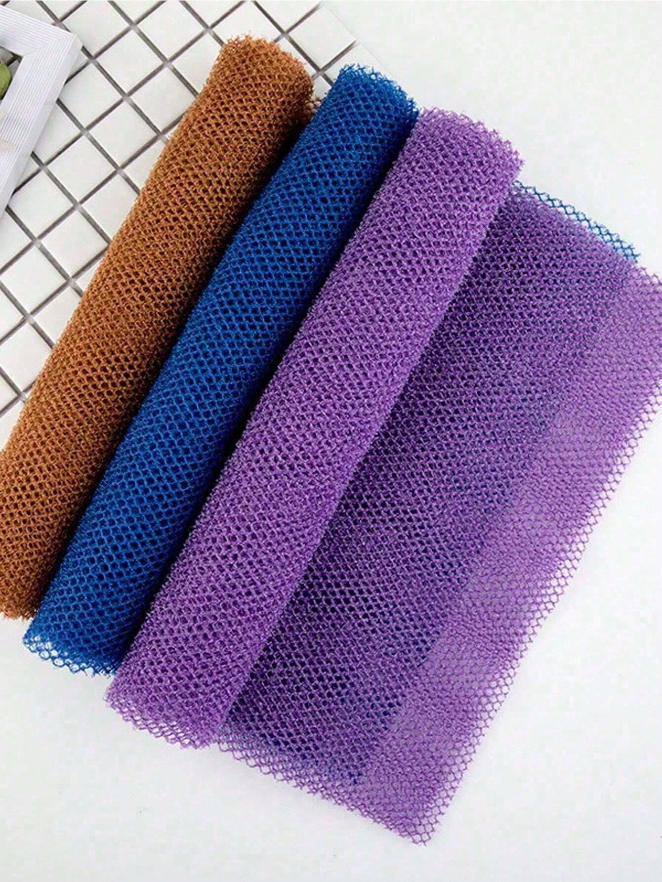 1/2pcs Nylon Exfoliating Bath Mesh, Double-Sided Thick Elastic Bath Towel, Deep Cleaning Foaming Mesh Bath Cloth, Can Clean Back Dirt, Sauna Bath Daily Body Scrub Bathing Accessory Cleaning Tool