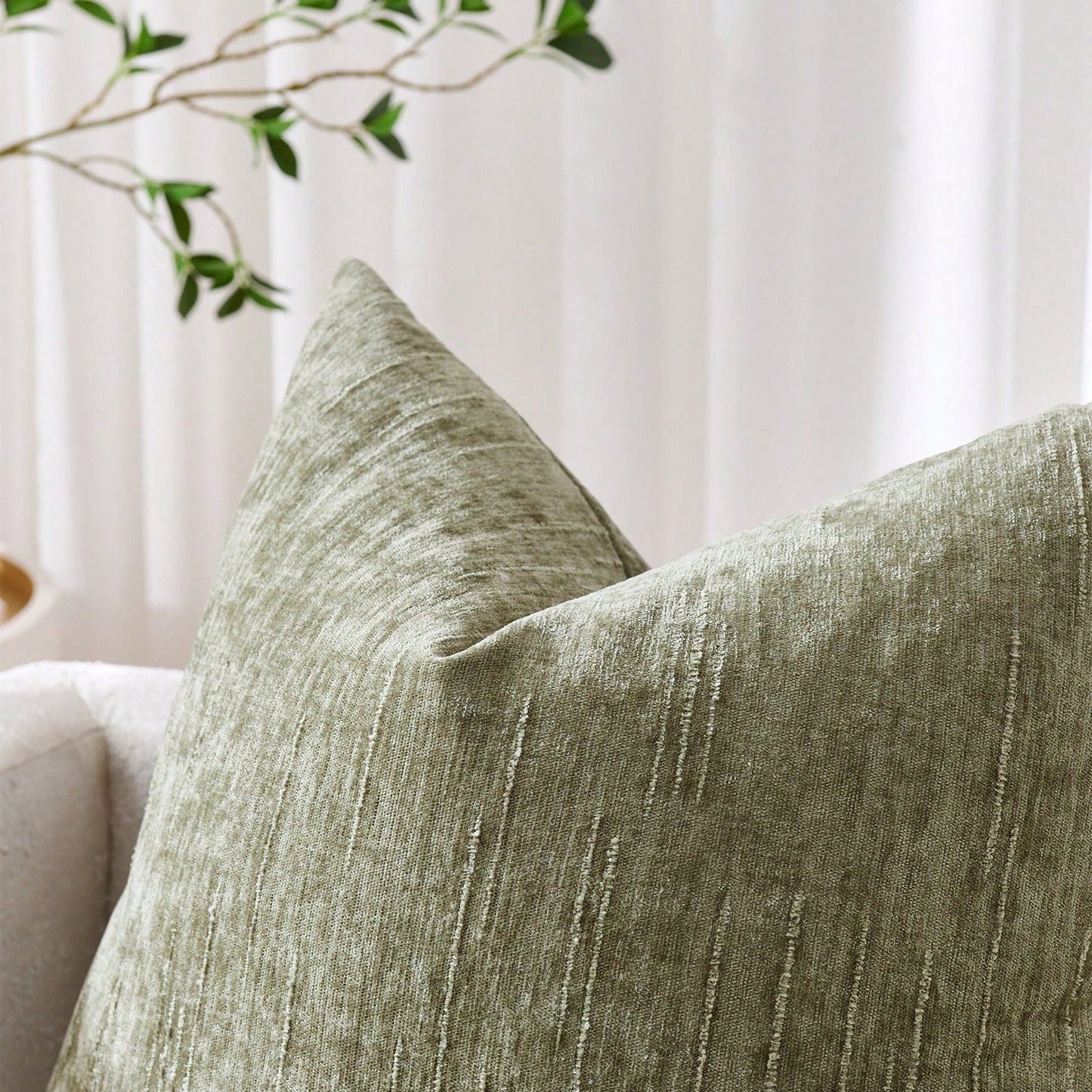 1/2pcs Sage Green Retro Striped Pillow Cover (Pillow Insert Not Included), 100% Polyester Woven Zippered Pillow Sham, Machine Washable, Geometric Pattern Decorative Throw Pillow Case For Sofa, Bed, Di