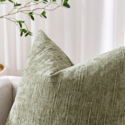 1/2pcs Sage Green Retro Striped Pillow Cover (Pillow Insert Not Included), 100% Polyester Woven Zippered Pillow Sham, Machine Washable, Geometric Pattern Decorative Throw Pillow Case For Sofa, Bed, Di