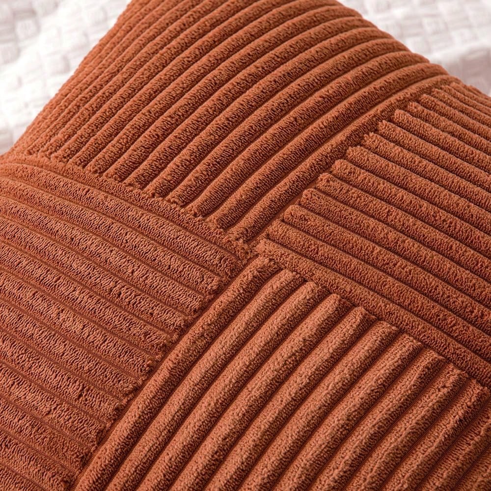 1/2pcs Throw Pillow Cover, Halloween Caramel Geometric Patchwork Corduroy Striped Pattern, Bohemian Sofa Cushion, Decorative Pillow Sham, Sofa Cushion, Decorative Pillow Sham, Office, Living Room