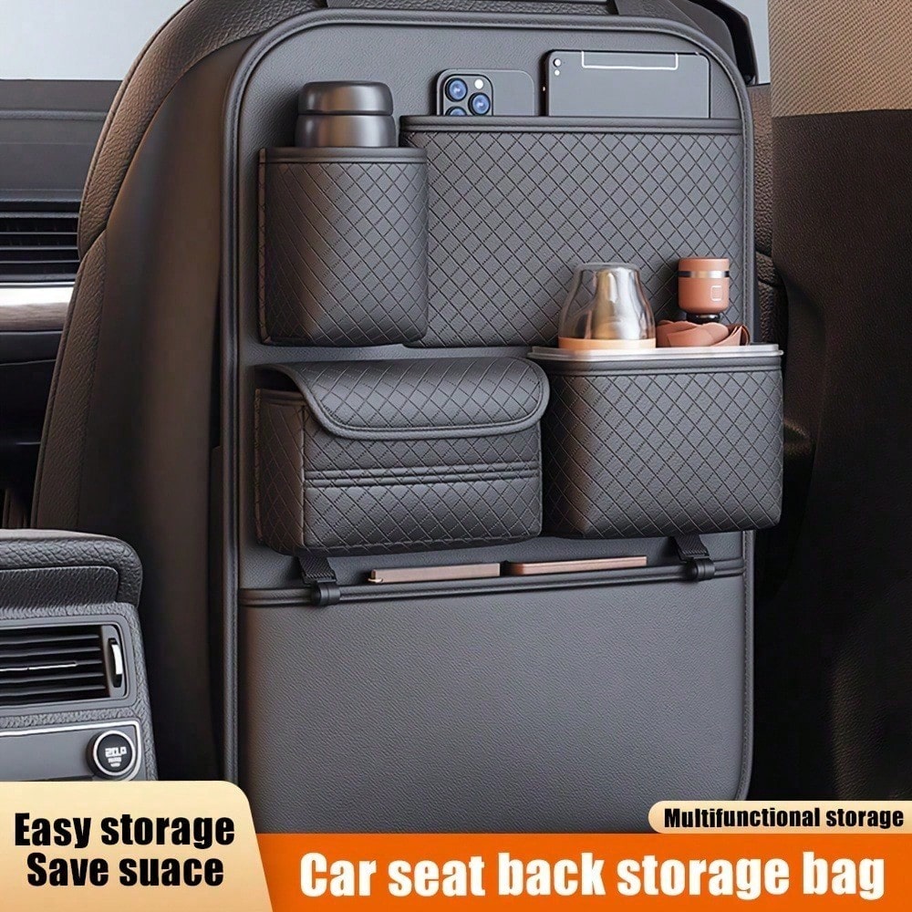 1/2pcs Universal Car Backseat Organizer, Waterproof Kick Mats, Storage Pockets, Road Trip Car Accessories