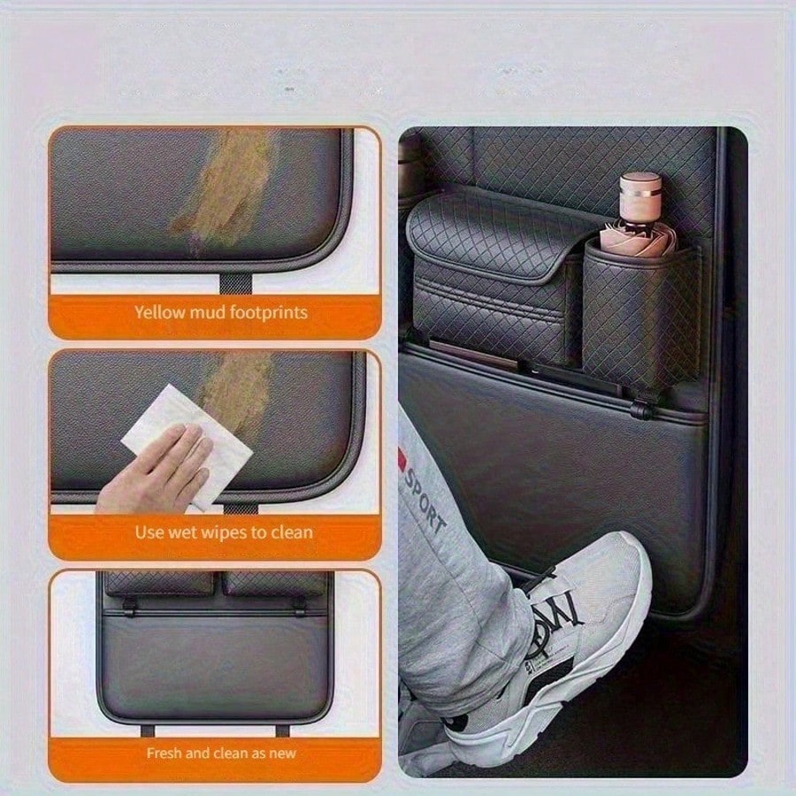 1/2pcs Universal Car Backseat Organizer, Waterproof Kick Mats, Storage Pockets, Road Trip Car Accessories