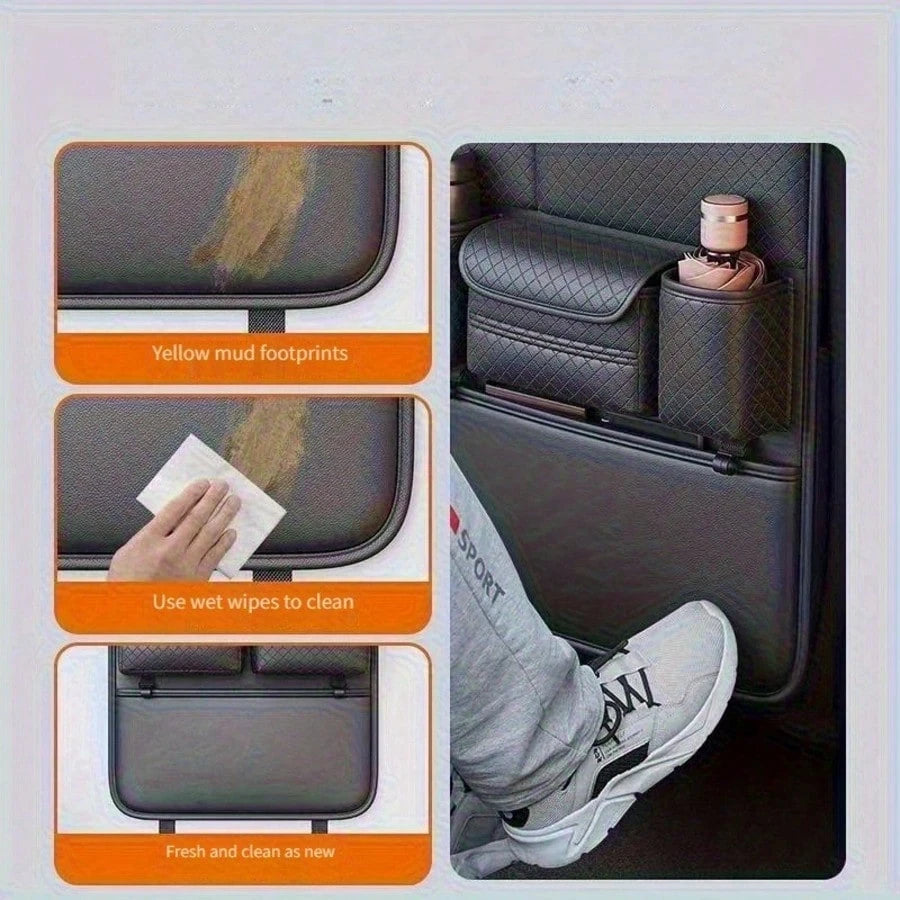 1/2pcs Universal Car Backseat Organizer, Waterproof Kick Mats, Storage Pockets, Road Trip Car Accessories Interior Women