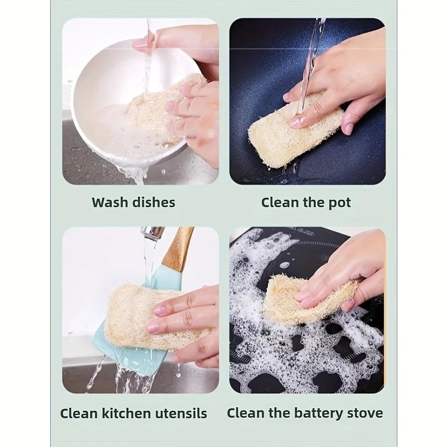 1/3/5/10/20pcs Natural Sponge Dish Scrubbers- Reusable Non-Scratch Kitchen Sponges, High Quality Bathroom, Kitchen And Home Cleaning, Durable And Gentle Dish, Pot, Pan, Cookware Cleaning, Ergonomic D