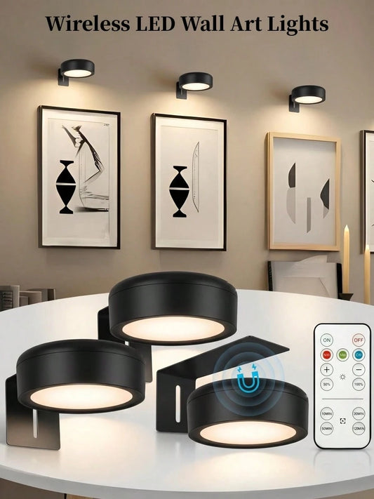 1/3/6PCS Wireless Metal Wall Art LED Lights,Wall Light,Fairy Lights,Lamps,Night Light With Magnetic Wireless Wall Lamp,Stairs,Corridors, Christmas Decorations,Interior,Bedroom, Living Room,Home Decor