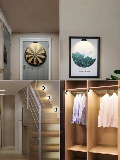 1/3/6PCS Wireless Metal Wall Art LED Lights,Wall Light,Fairy Lights,Lamps,Night Light With Magnetic Wireless Wall Lamp,Stairs,Corridors, Christmas Decorations,Interior,Bedroom, Living Room,Home Decor